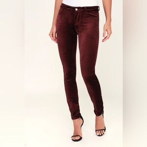 PAIGE Burgundy Verdugo Skinny Pants Luxurious‎ Velvet Sz 27